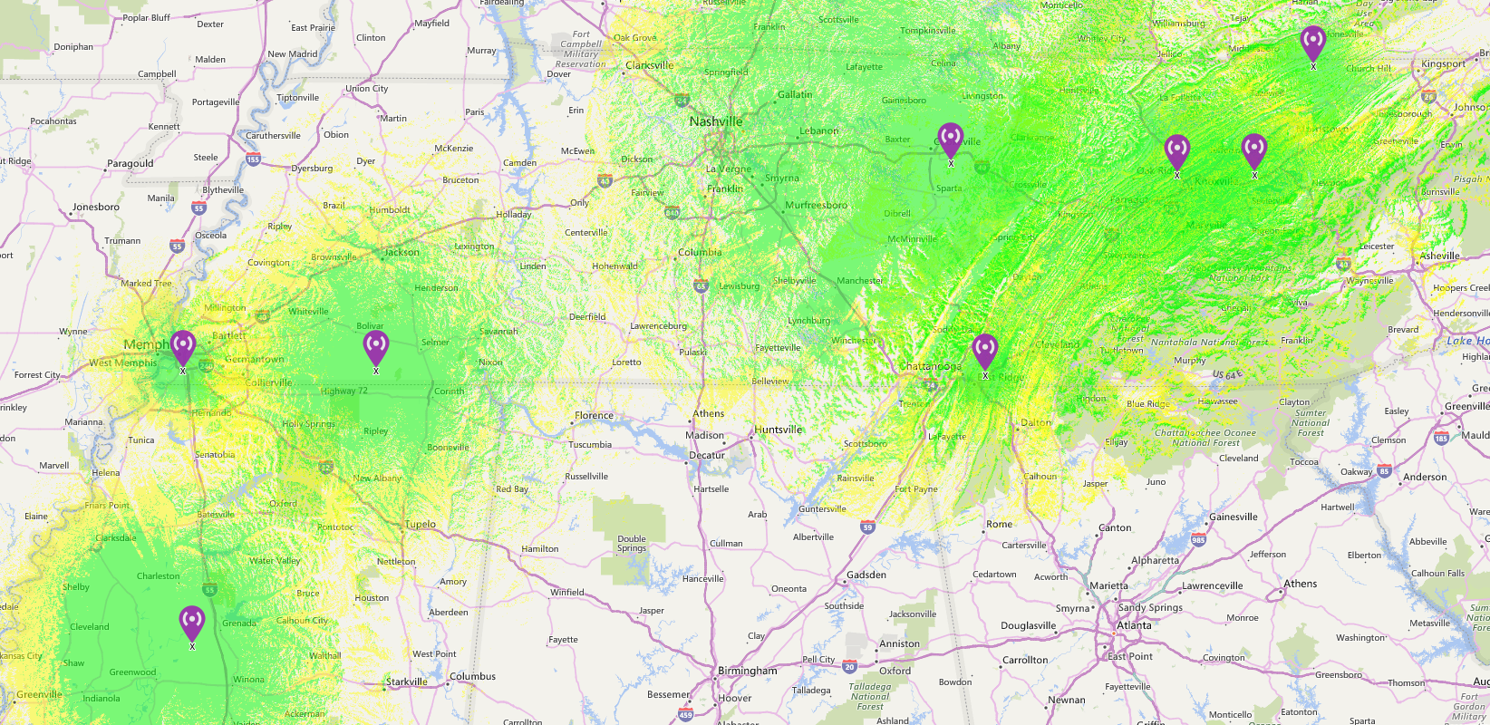 TTN Phase 1 Estimated Coverage Map